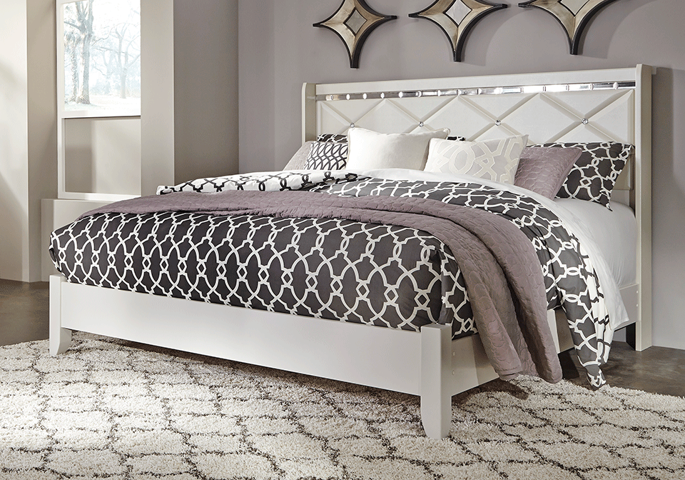 Dreamur Champagne King Panel Bed Home Bedroom King Beds