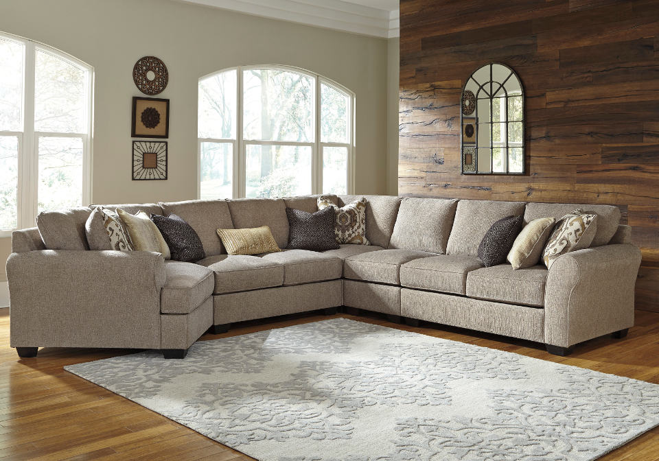 Pantomine Driftwood 5pc Raf Loveseat And Laf Cuddler Sectional Home Living Room Sectionals