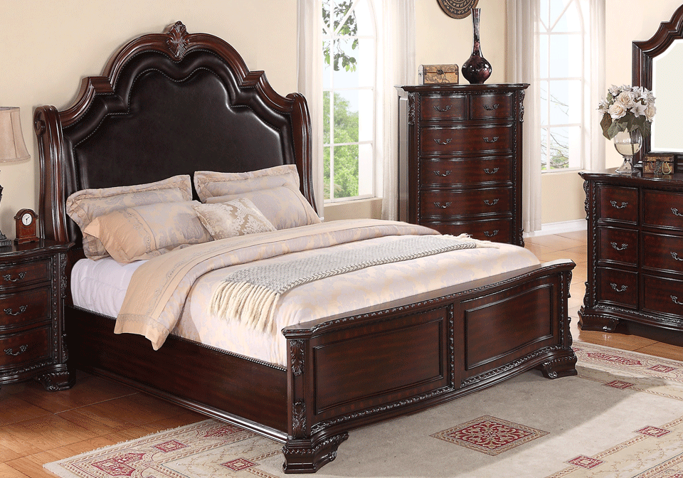 Sheffield Dark Cherry Queen Panel Bed