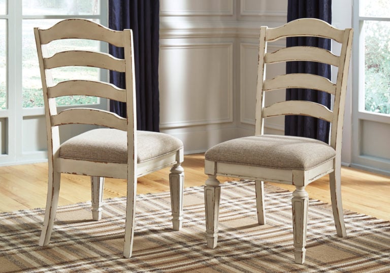 Realyn Chipped White Upholstered Dining Chair Set Louisville