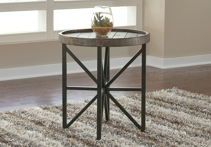 Cazentine Gray Round End Table