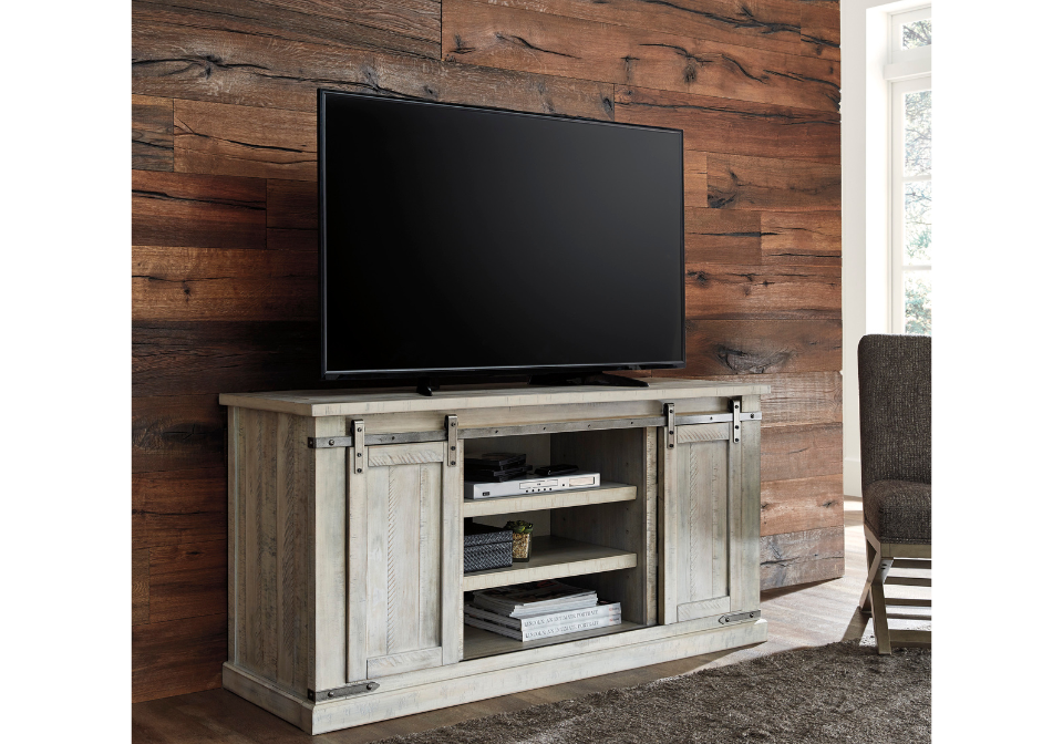 Realyn Chipped White Extra Large TV Stand Louisville Overstock Warehouse