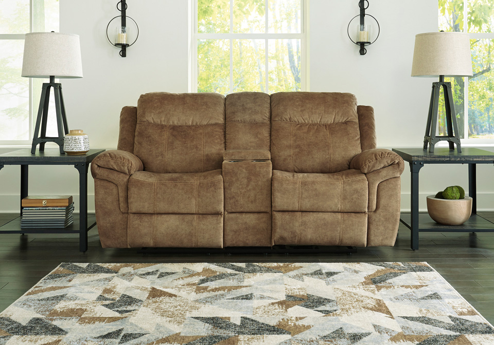 HuddleUp Nutmeg Reclining Loveseat w/Console Louisville Overstock