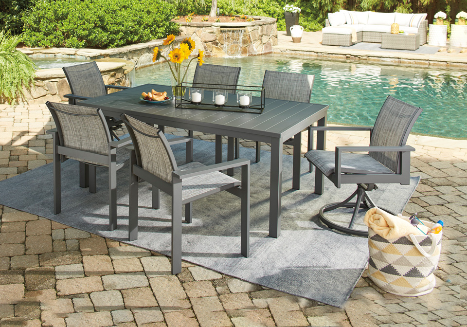 Wicker Patio Dining Set With Swivel Chairs Patio Furniture