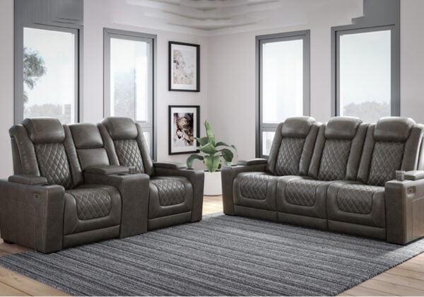 Hyllmont Gray Power Reclining Sofa Set