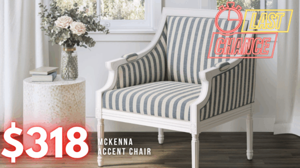 Last Chance Deal! - Mckenna Blue Stripe Accent Chair