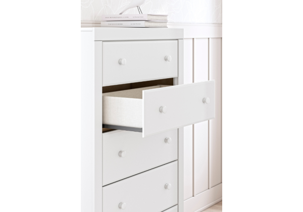 Mollviney White Five Drawer Chest - Image 2