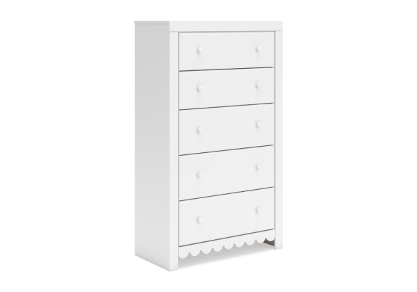 Mollviney White Five Drawer Chest - Image 3
