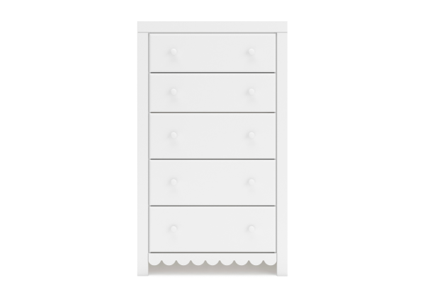 Mollviney White Five Drawer Chest - Image 5