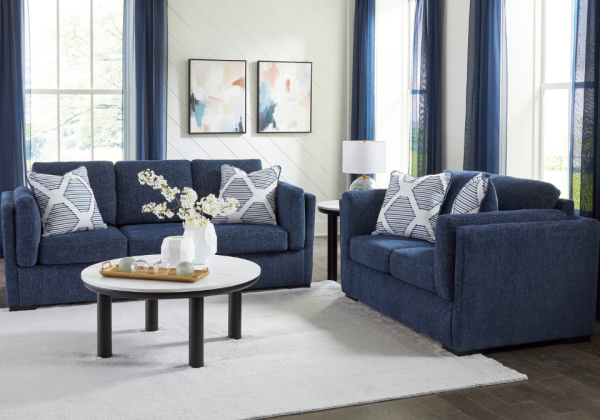 Evansley Navy Sofa Set