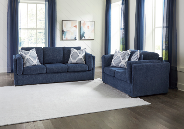 Evansley Navy Sofa Set - Image 2