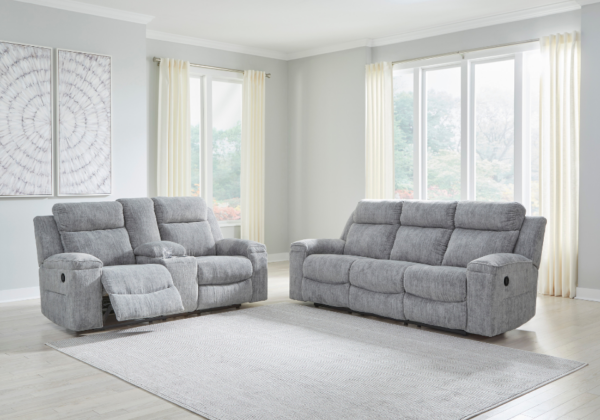 Buntington Pewter Reclining Sofa Set - Image 2