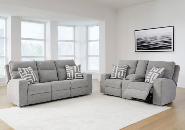 Biscoe Pewter Power Reclining Sofa Set - Image 2