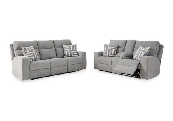 Biscoe Pewter Power Reclining Sofa Set