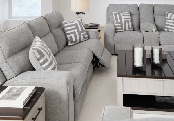 Biscoe Pewter Power Reclining Sofa Set - Image 5
