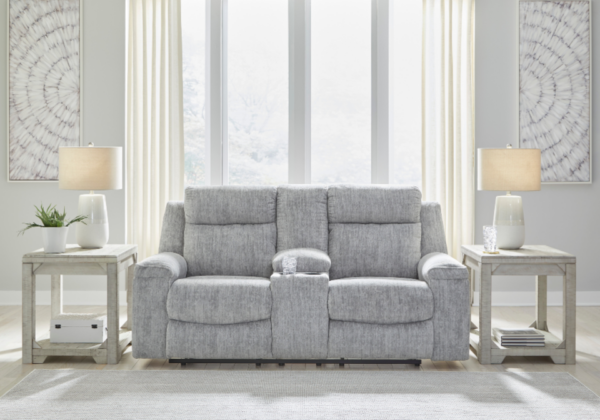 Buntington Pewter Reclining Loveseat - Image 3