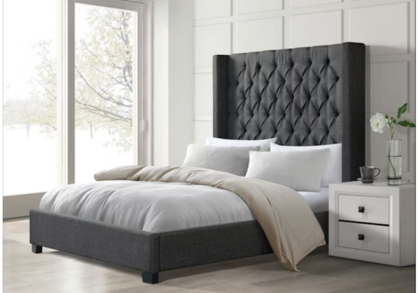 Morrow Charcoal Upholstered King Bed - Image 2