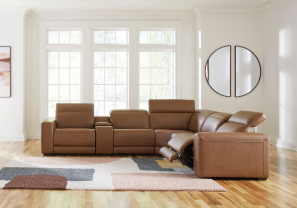 Magic Man Caramel 6-Piece Power Reclining Sectional - Image 3