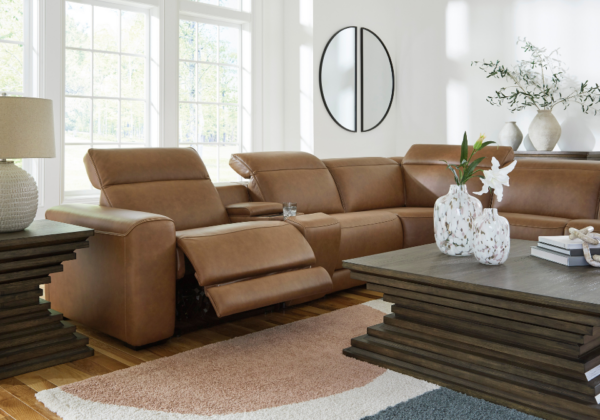 Magic Man Caramel 6-Piece Power Reclining Sectional - Image 4