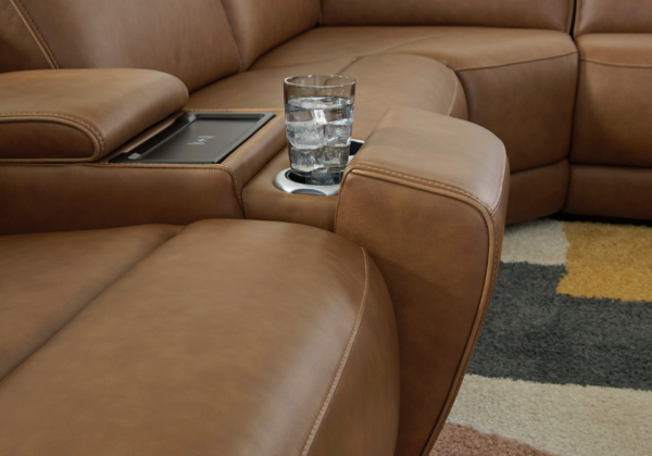 Magic Man Caramel 6-Piece Power Reclining Sectional - Image 7