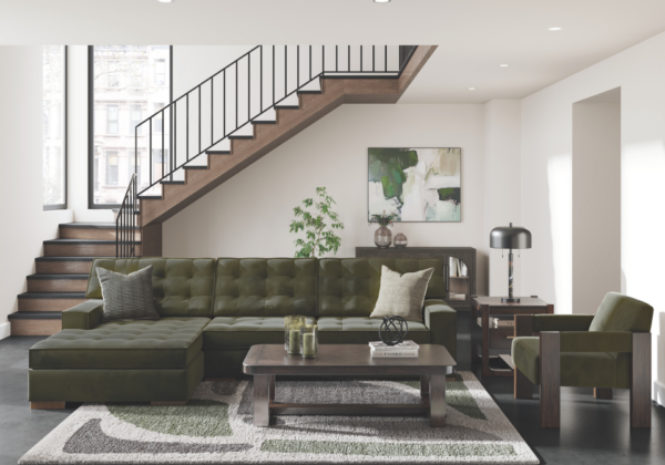 Caspian-Town Olive LAF Sofa Chaise - Image 3