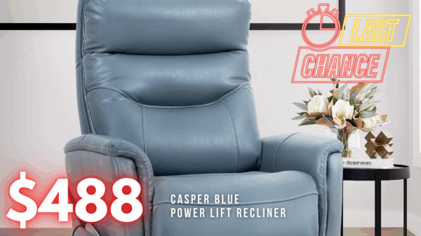 Last Chance Deal! - Casper Blue Power Lift Recliner