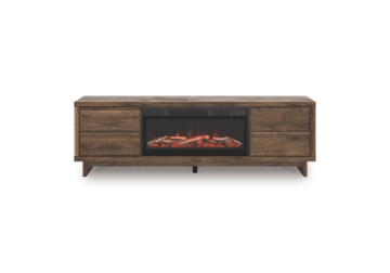 Zadilyn Brown XL TV Stand with Fireplace Insert