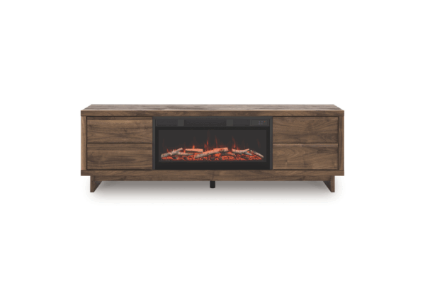 Zadilyn Brown XL TV Stand with Fireplace Insert