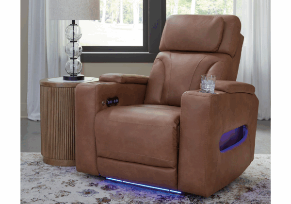 Clean-Slate Caramel Power Recliner w/ Adjustable Headrest - Image 3