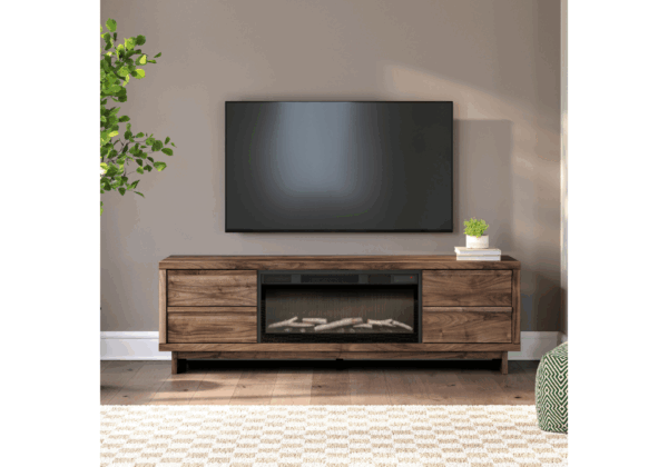 Zadilyn Brown XL TV Stand with Fireplace Insert - Image 2