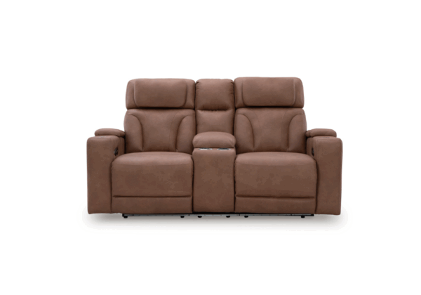 Clean-Slate Caramel Power Reclining Loveseat w/ Adjustable Headrest - Image 2