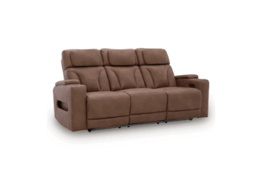 Clean-Slate Caramel Power Reclining Sofa w/ Adjustable Headrest