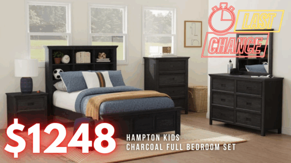 Last Chance Deal! - Hampton Kids Charcoal 4-Piece Full Bed Set