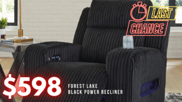 Last Chance Deal! - Forest Lake Black Power Recliner with Adjustable Headrest