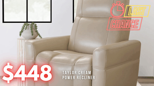 Last Chance Deal! - Taylor Cream Power Zero-Gravity Recliner