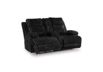 Rhines Falls Onyx Double Reclining Power Loveseat W/console