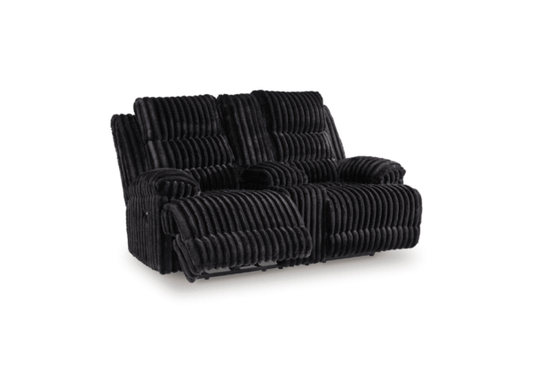 Rhines Falls Onyx Double Reclining Power Loveseat W/console