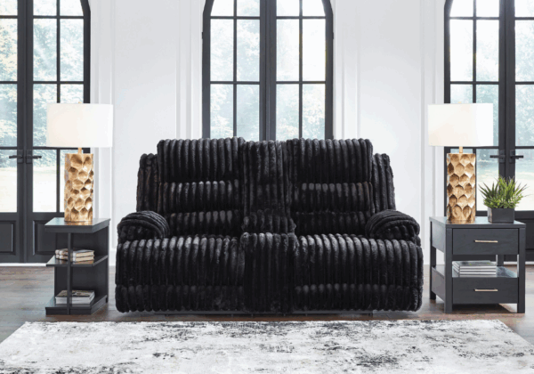 Rhines Falls Onyx Double Reclining Power Loveseat W/console - Image 3