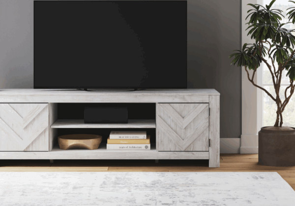 Cayboni White Large TV Stand - Image 3