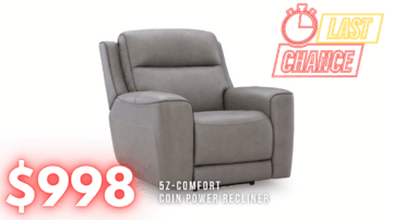 Last Chance Deal! - 5Z-Comfort Coin Power Recliner with Adjustable Headrest