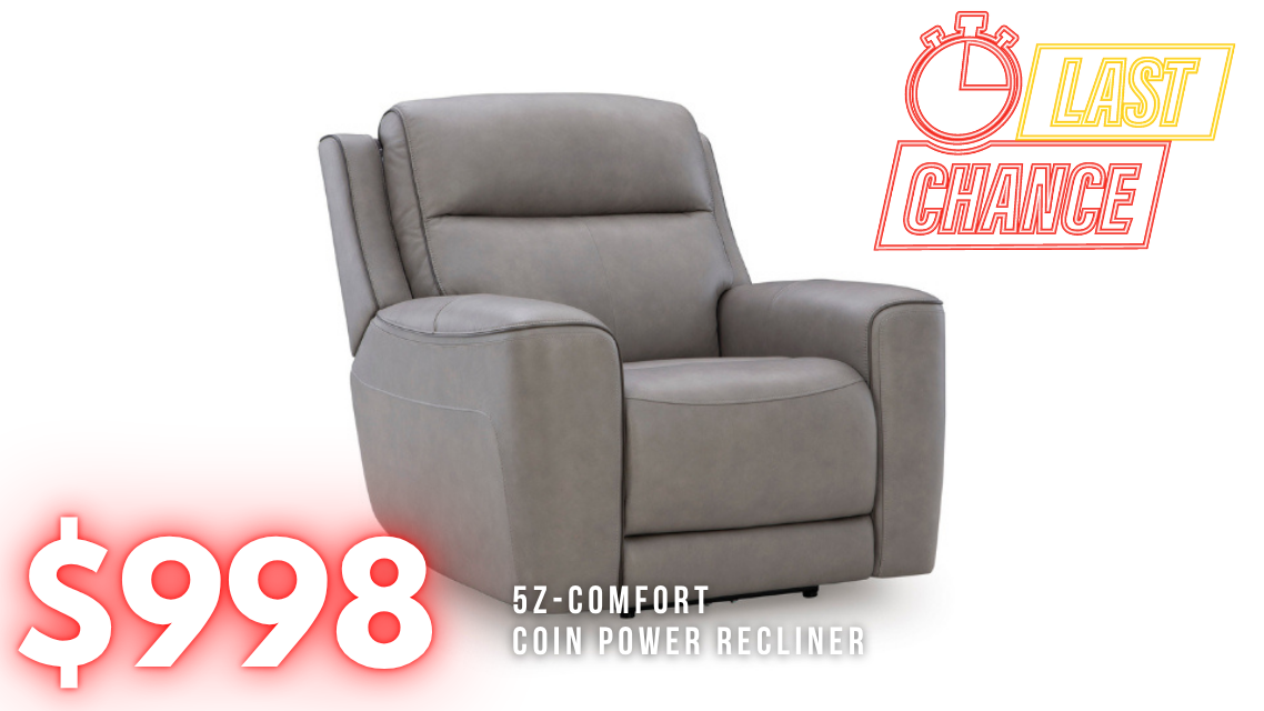 Last Chance Deal! - 5Z-Comfort Coin Power Recliner with Adjustable Headrest