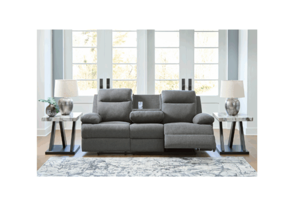 Side-Swipe Charcoal Reclining Sofa - Image 3