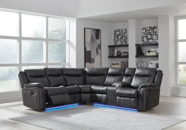 Sultan Meadow Black Two-Piece Reclining Sectional - Image 4