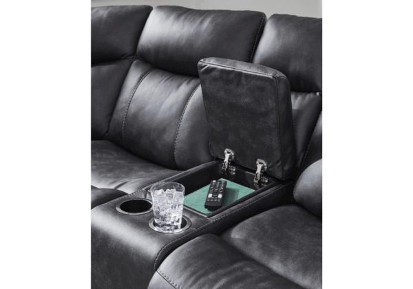 Sultan Meadow Black Two-Piece Reclining Sectional - Image 4