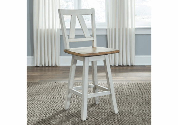 Lindsey Farm White Counter-Height Swivel Chair - Image 4