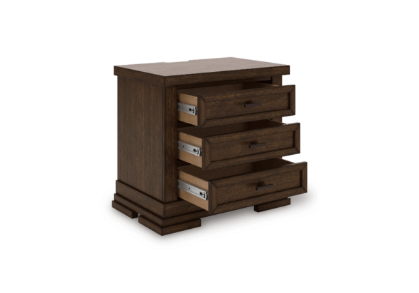 Taffenbrook Brown Three-Drawer Nightstand - Image 2