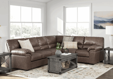 WillowBend Umber Three-Piece RAF Sofa Sectional