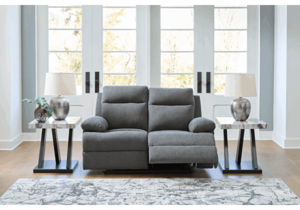 Side-Swipe Charcoal Reclining Loveseat - Image 3