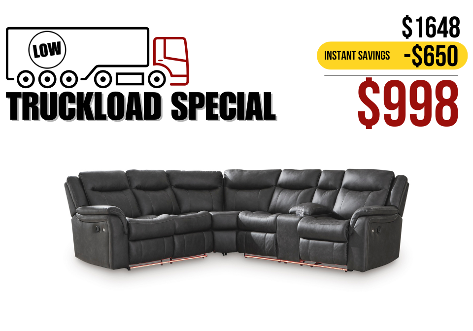 Sultan Meadow Black Two-Piece Reclining Sectional