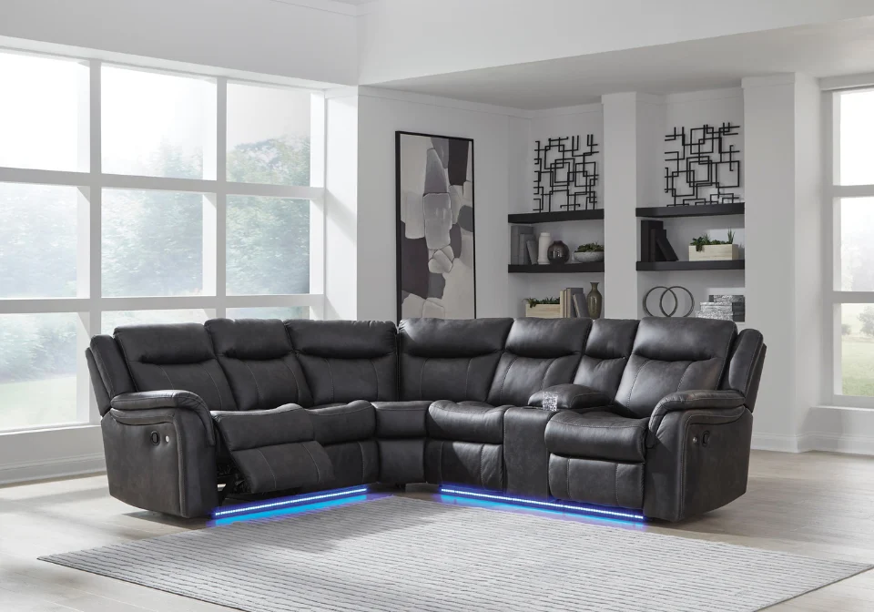 Sultan Meadow Black Two-Piece Reclining Sectional